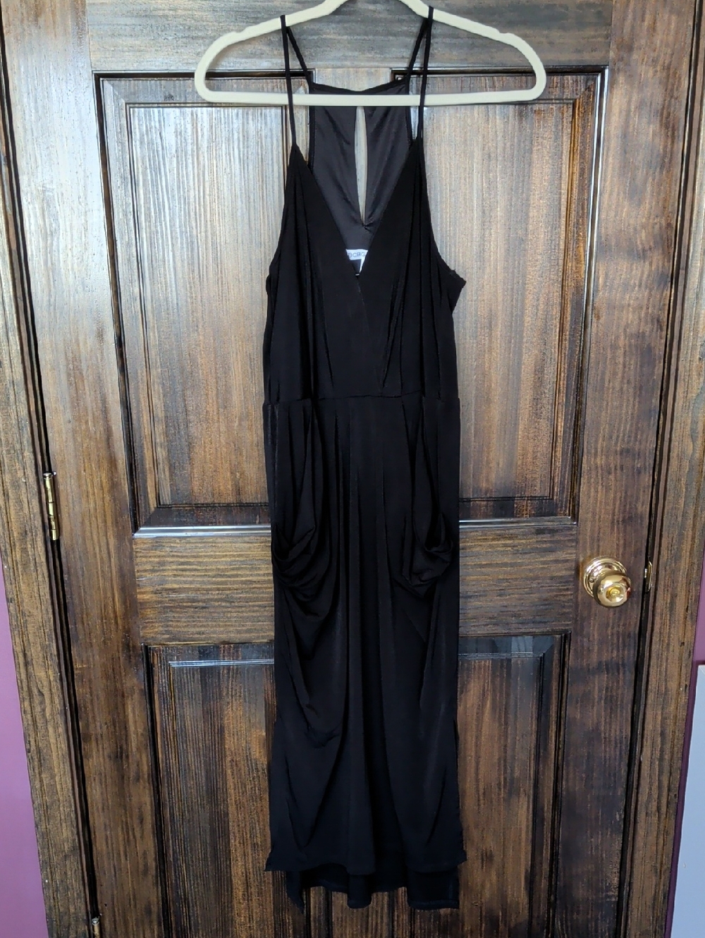BCBGeneration Black V-Neck Dress with Tag Detail